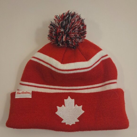 Tim Hortons Maple Leaf Pom Toque – Adult, Red/White - Picture 1 of 5